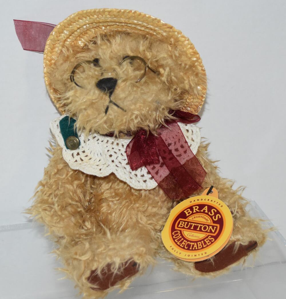 Vintage 1997 Pickford Brass Button Bears Rosie Bear of Joy Jointed Plush 10"